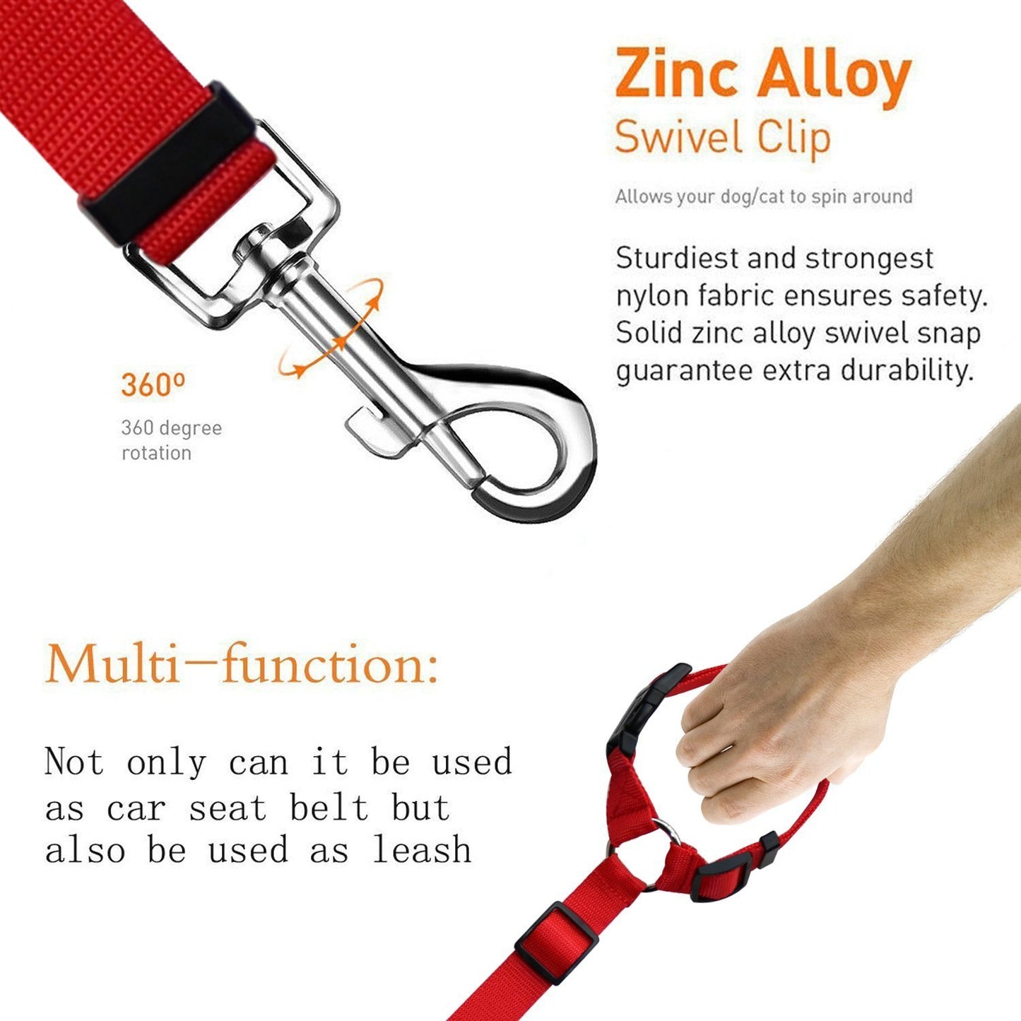 Multifunctional Pet Car Seatbelt & Leash – Secure Travel & Walks - Doggy Dreamland