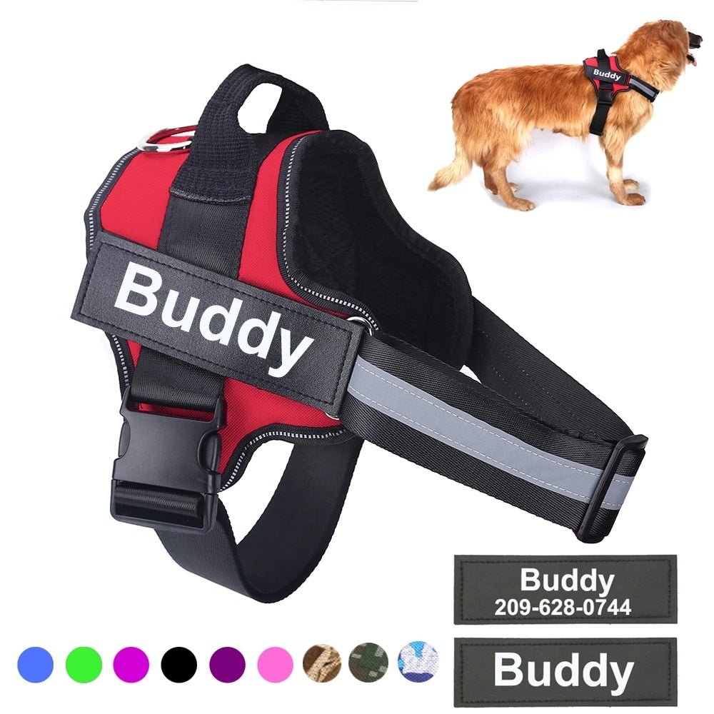 Custom Name Dog Harness – Adjustable, Reflective & No-Pull for Safer Walks - Doggy Dreamland