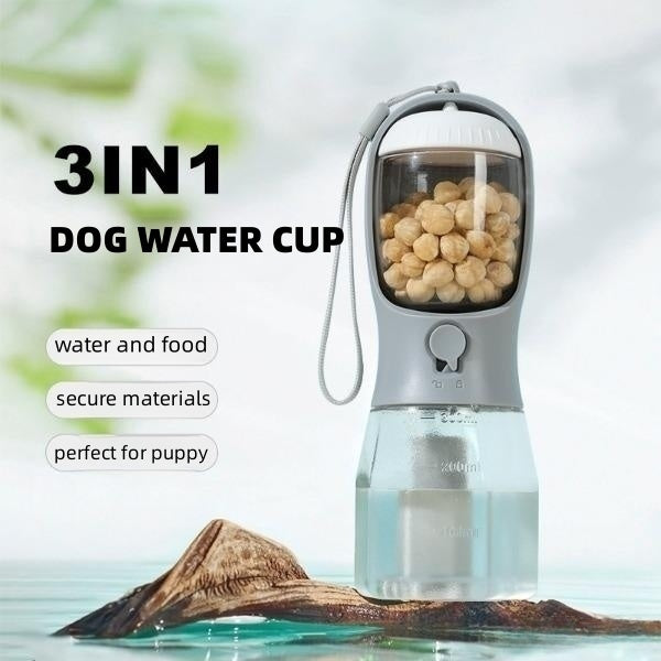 3-in-1 Portable Dog Water Bottle – Water, Snack & Waste Bag Holder in One Smart Design - Doggy Dreamland