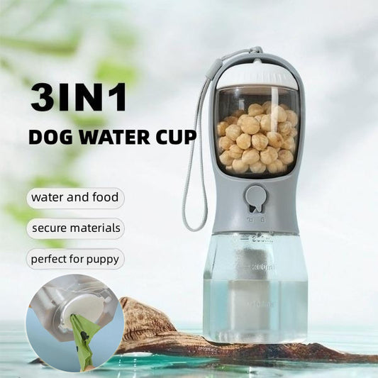 3-in-1 Portable Dog Water Bottle – Water, Snack & Waste Bag Holder in One Smart Design - Doggy Dreamland